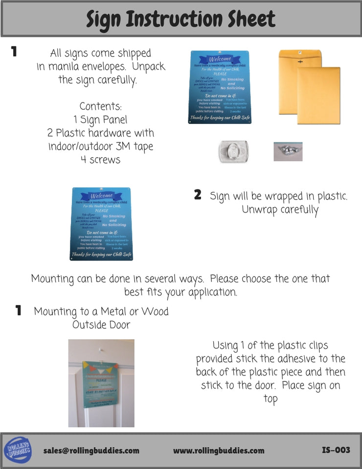 Health Awareness Plastic Door Sign - Blue