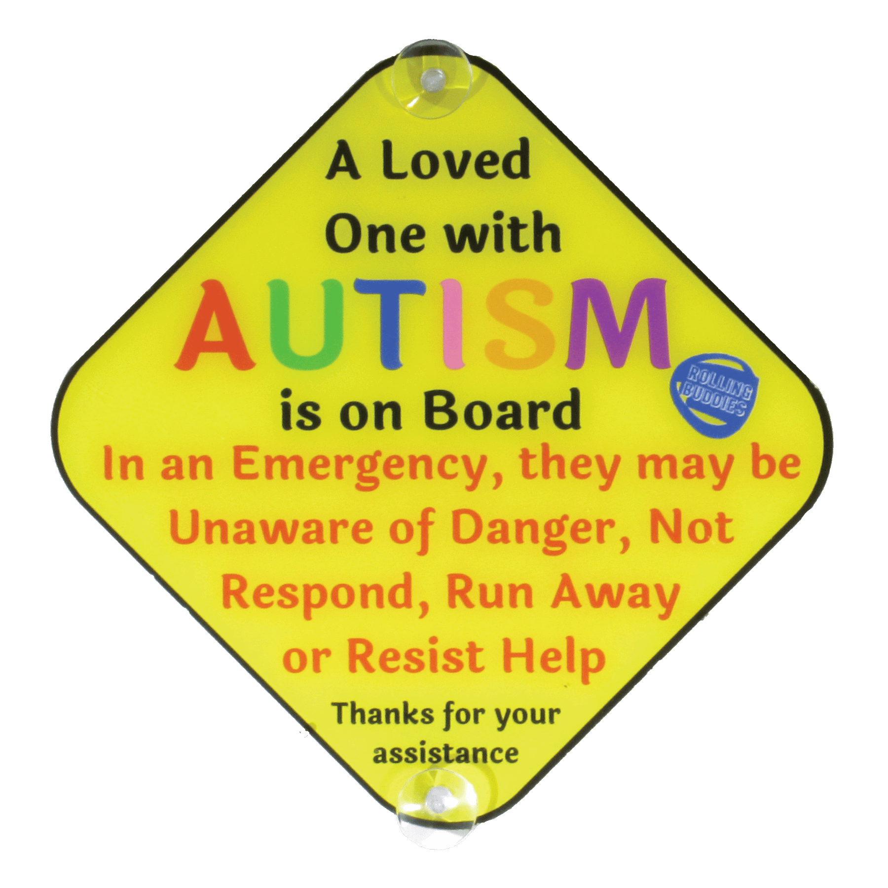 A Loved One with Autism Car Sign – Rolling Buddies