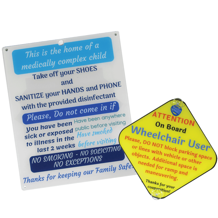 Bundle Medically Fragile White Design Plastic Door and Wheelchair User On Board Plastic Sign